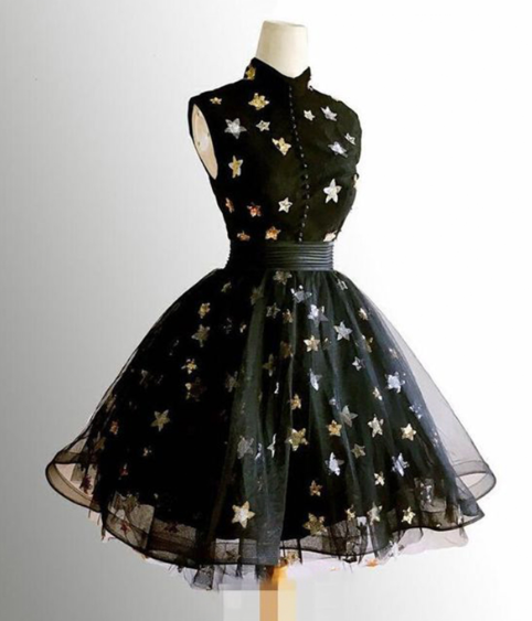 Pretty Black Homecoming Dress , Floral CottageCore Corset Mini Evening Dress RS1440