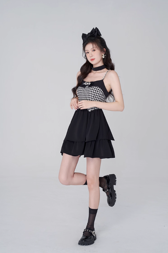 Pure desire little fragrance style suspender dress black sweet princess dress R4143