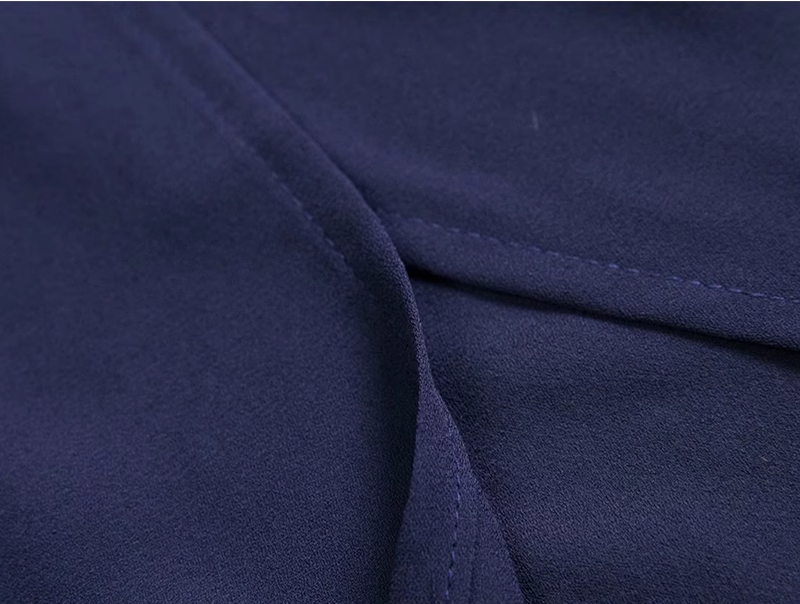 2025 Summer New French Retro Blue Waist Cross Pleated Suspender Dress R0971