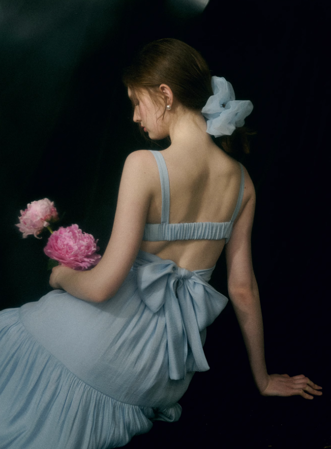 French style dress blue suspender skirt seaside wear long skirt holiday small skirt female R3564