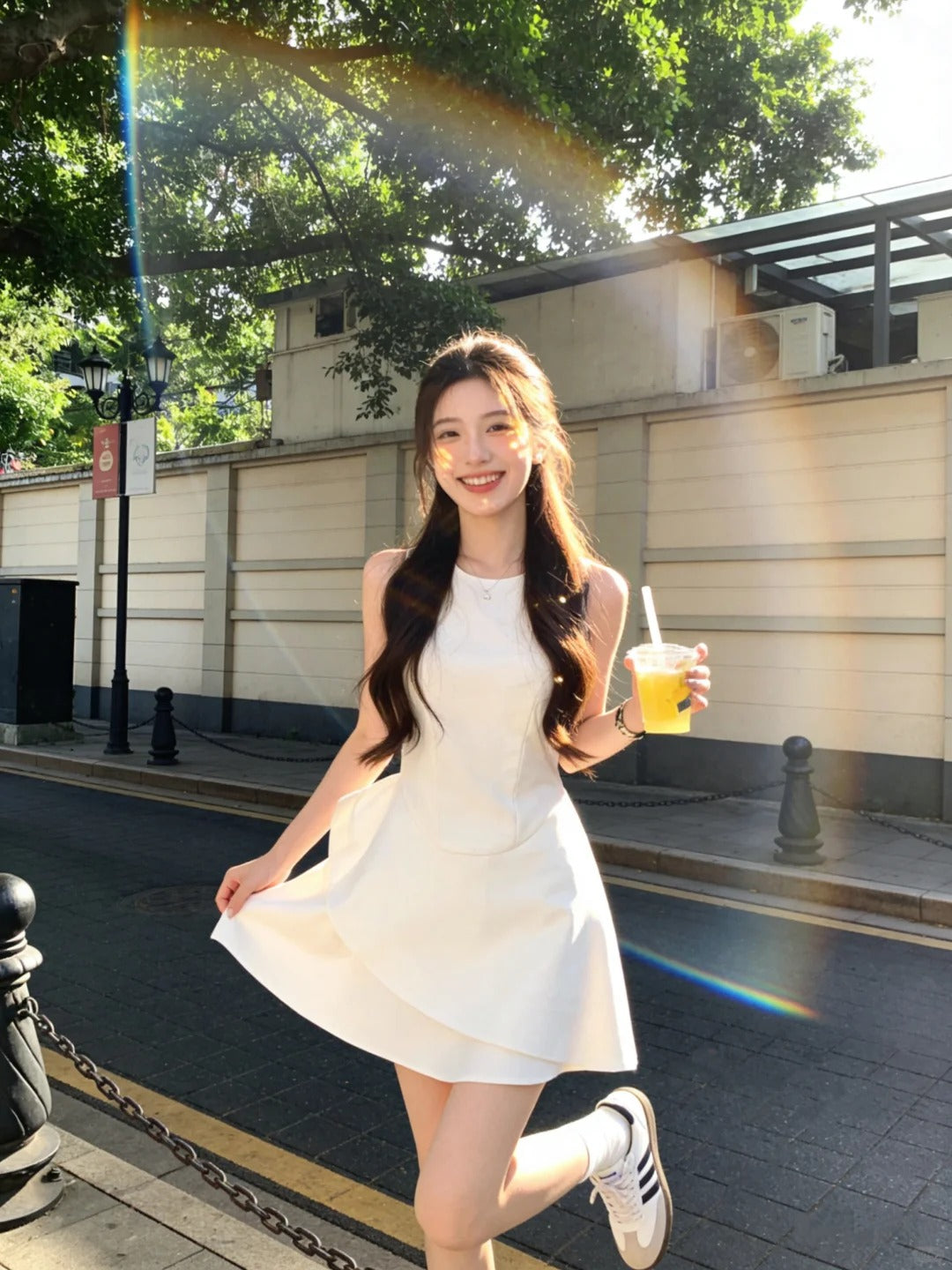 White Sleeveless Asymmetrical A-Line Mini Dress R9095
