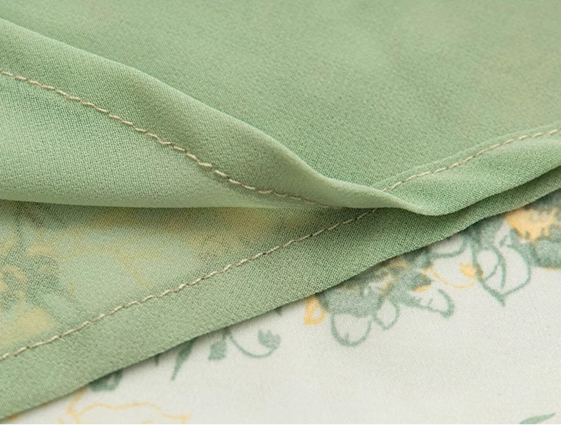 2025 Summer New Green Floral French Tea Break Seaside Vacation Long Dress R0975