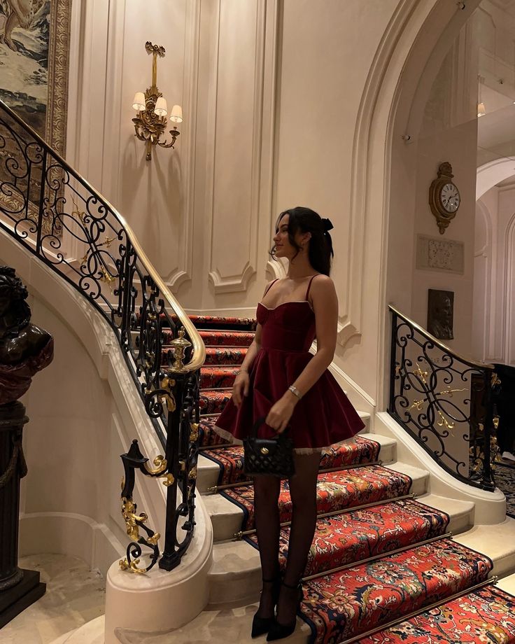 Red suspender sexy lace trim slim A-line tutu skirt homecoming dress R2439