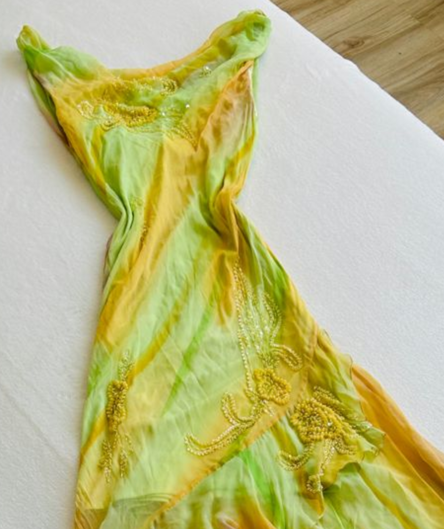 Fresh green elegant long dress suspenders waist irregular skirt prom dress homecoming dress R2961