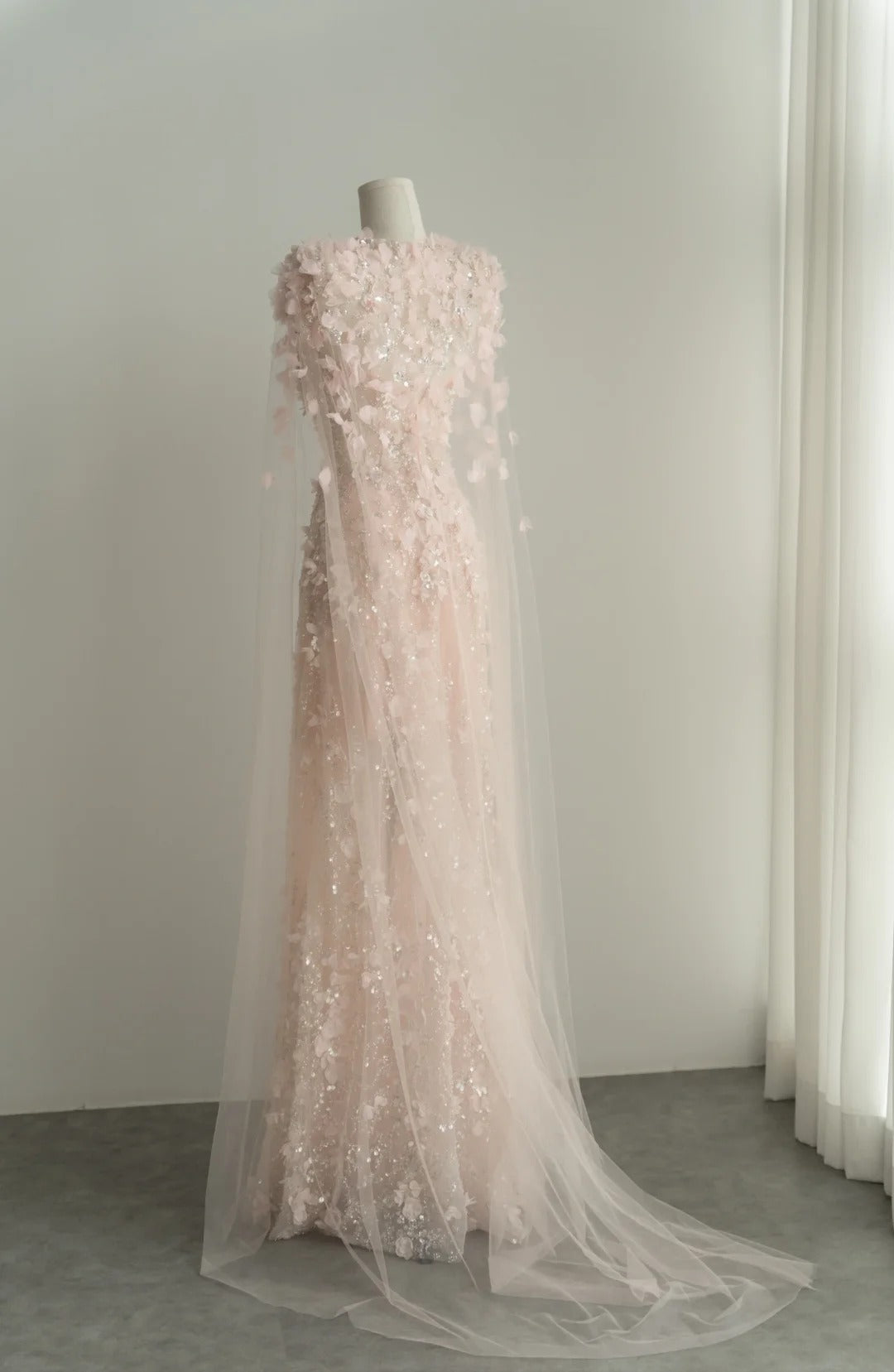 Pink Long Stunning Evening Gowns Prom Party Dresses With Shawl S6914