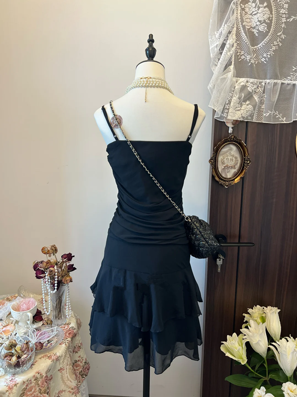Black halter neckline bow design waist slim skirt homecoming dress R4272