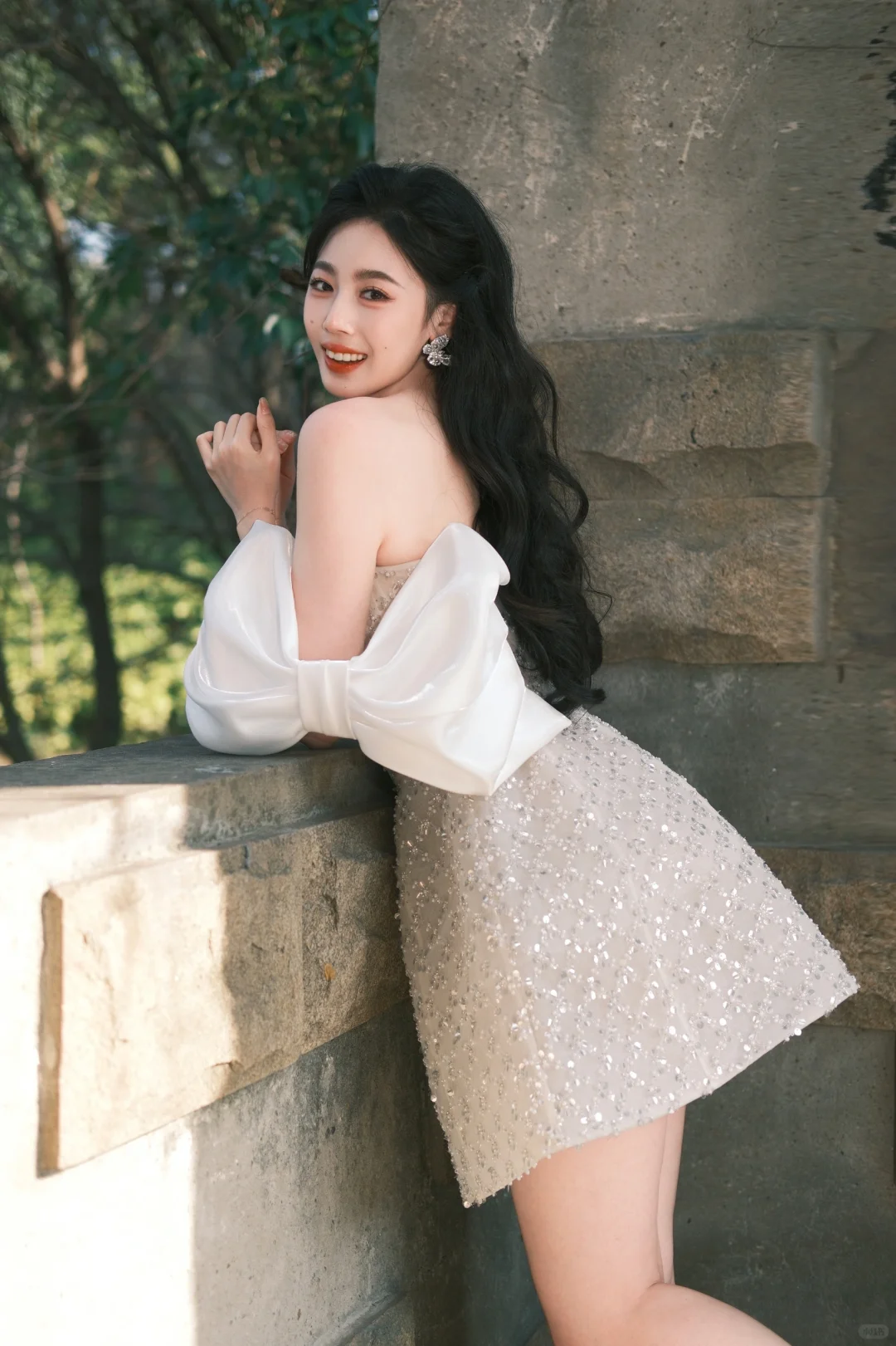 Silver tube top gentle sequin pearl waist sexy A-line short skirt homecoming dress R4191