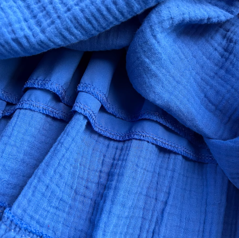 French style super fairy blue suspender skirt holiday dress slim petite loose travel beach skirt R0381