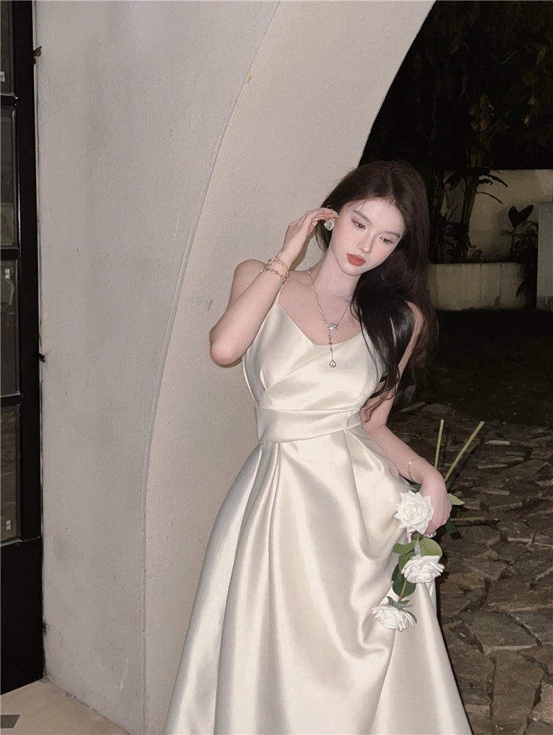 French suspender dress sexy sleeveless vest waist slim fit high-end dress skirt R1447