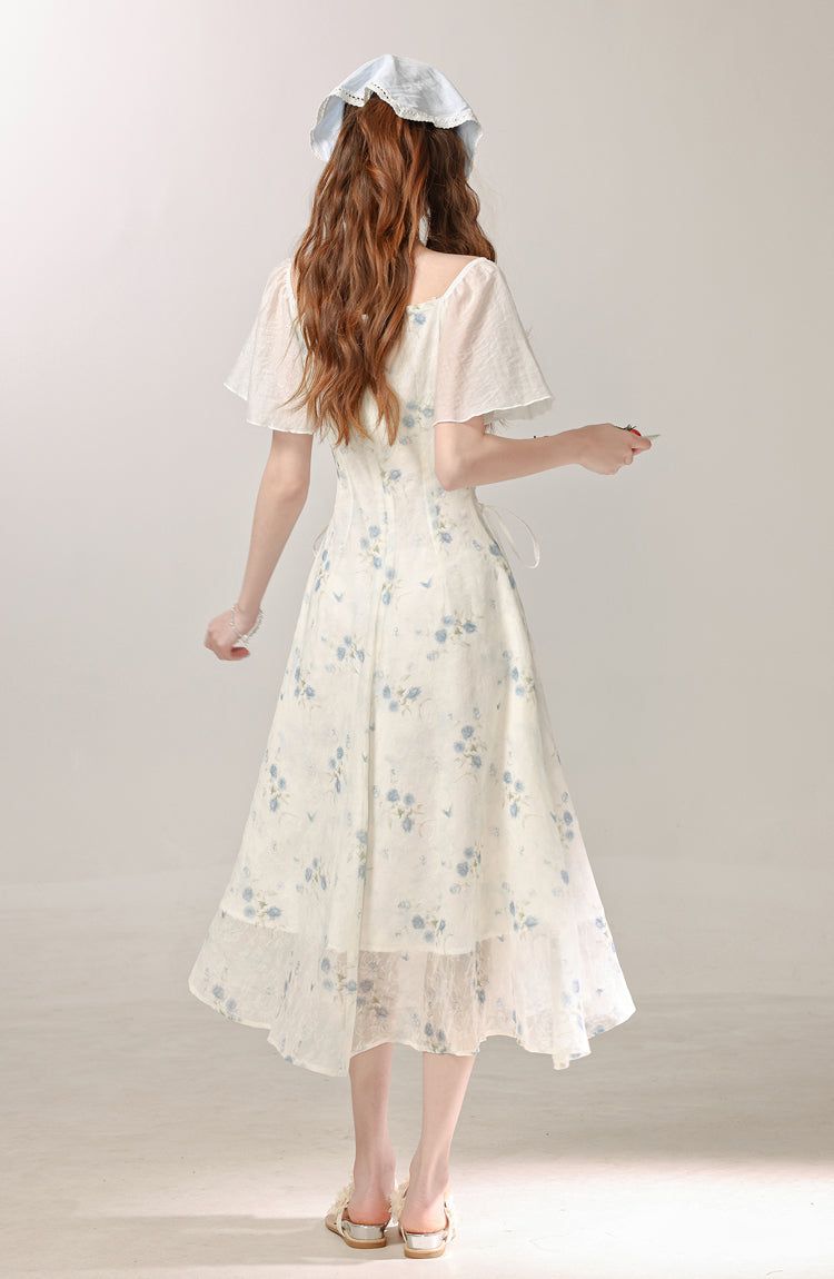 New Chinese style improved floral dress new summer daily commuting long skirt R1944