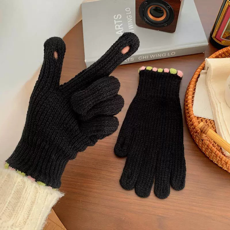 Women's knitted gloves for students winter new style two fingers exposed S6206