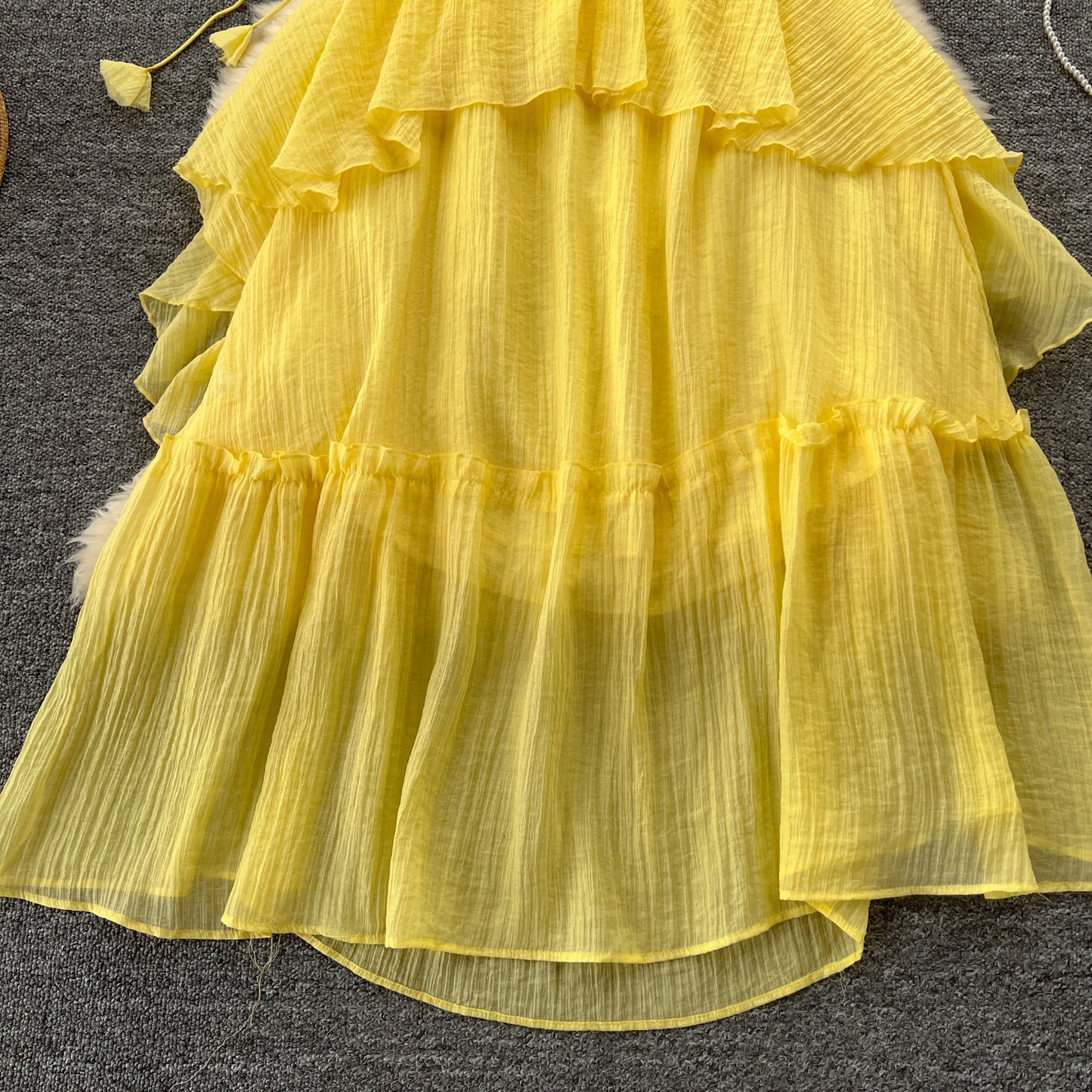 Holiday dress hollow chest-revealing halter neck suspender three-dimensional flower long dress R2336