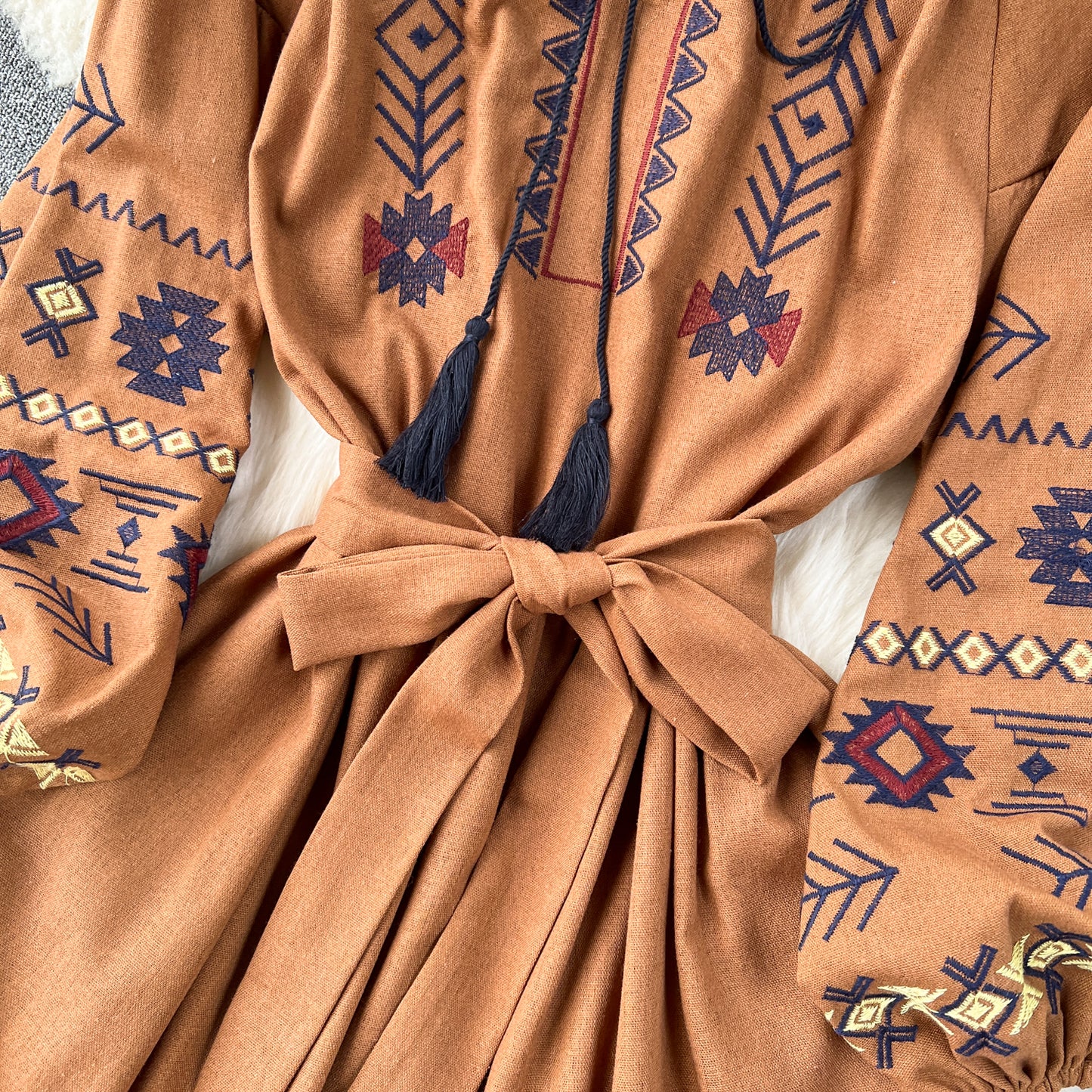 Holiday style dress outfit sweet and stylish embroidery loose waist long skirt R2331