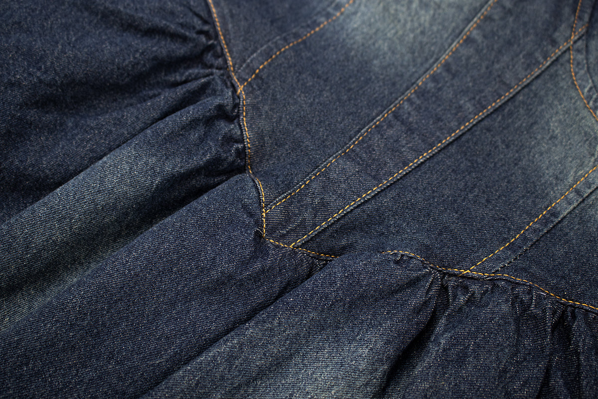 2025 new retro denim cake skirt hot girl French sexy tube top suspender dress female summer design R0063