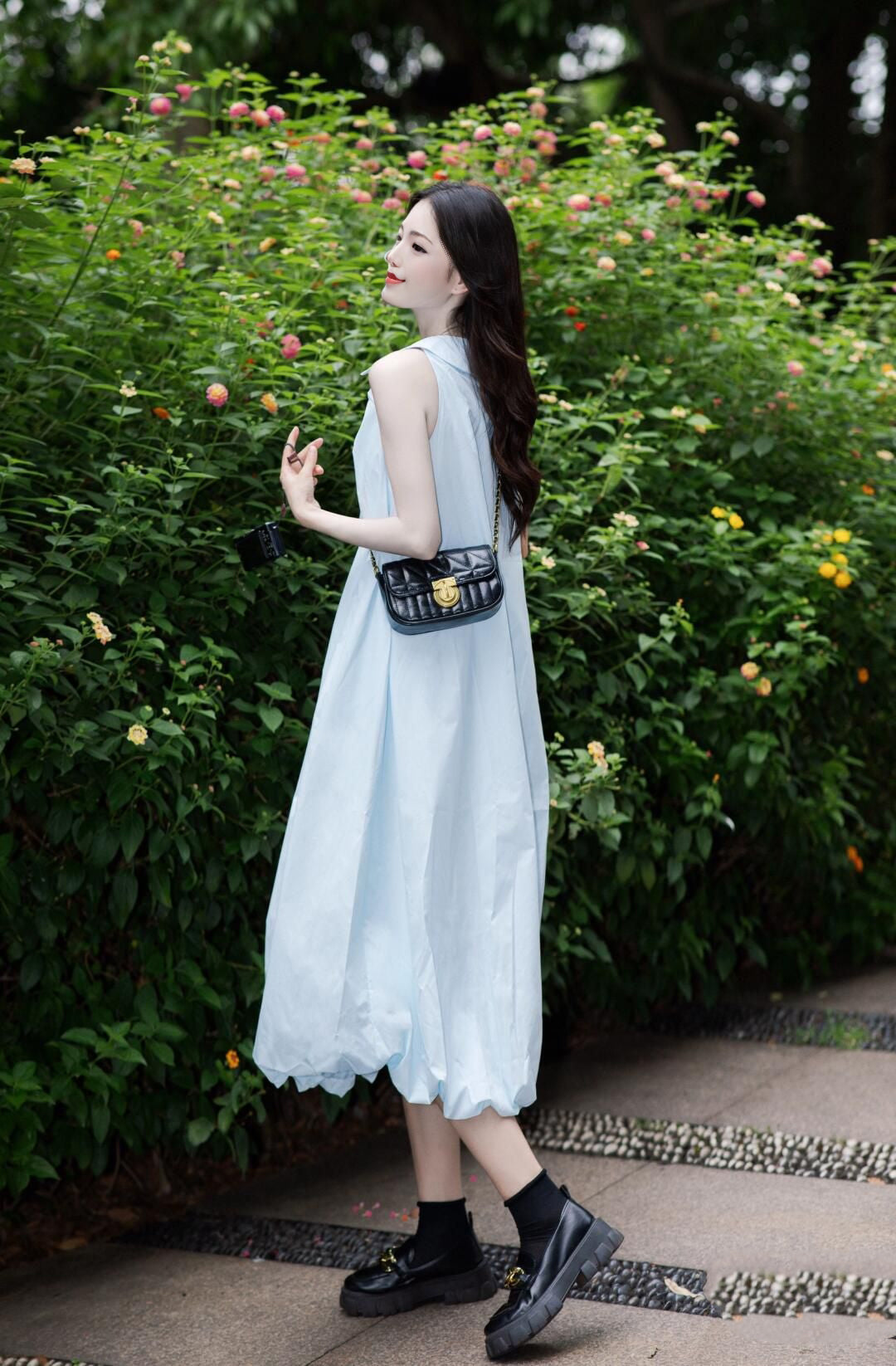 Beautiful skirt chic pleated bud long skirt niche vest dress R0767