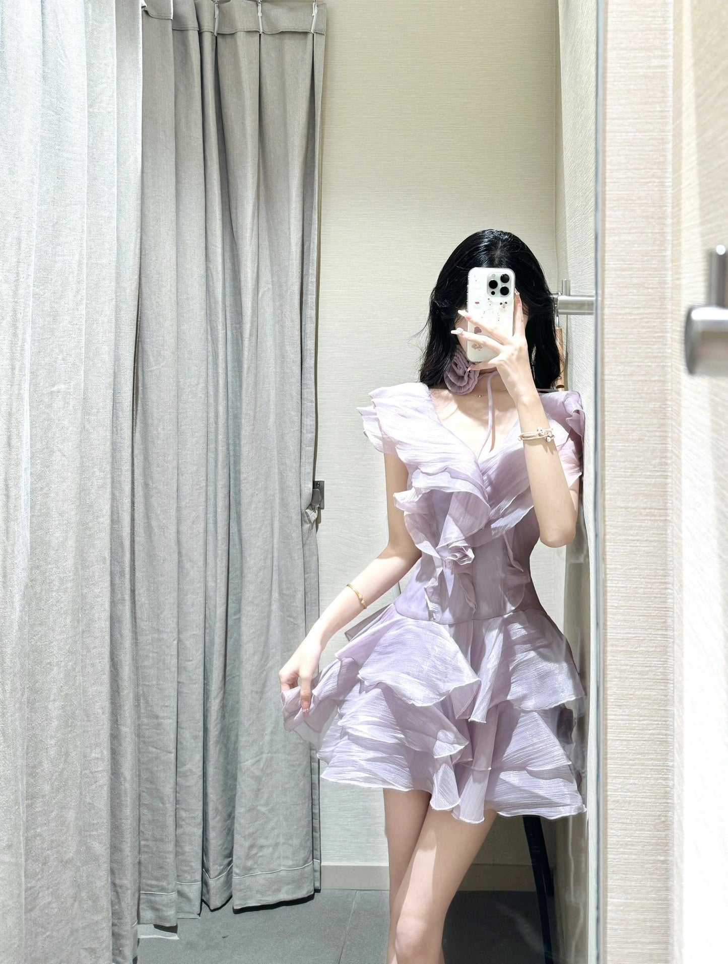 Pure skirt beautiful small skirt short skirt ruffle dress summer R0816