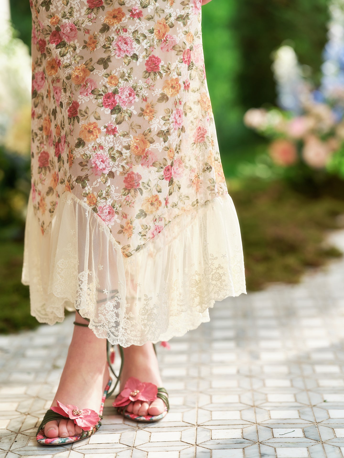 French romantic floral lace tube top fishbone top fishtail skirt suit homecoming dress R5121