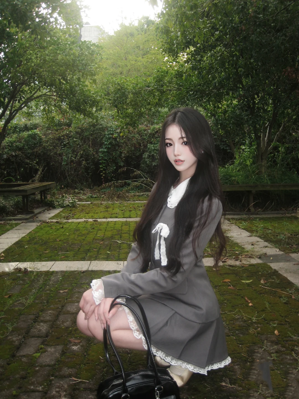 French gentle college style dress suit skirt fake two-piece suit jacket skirt R1651