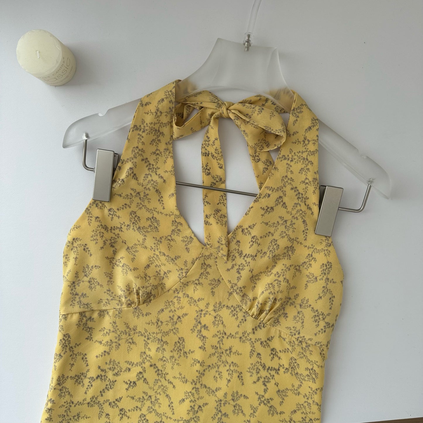 Halter neck dress summer floral slim long dress R2105