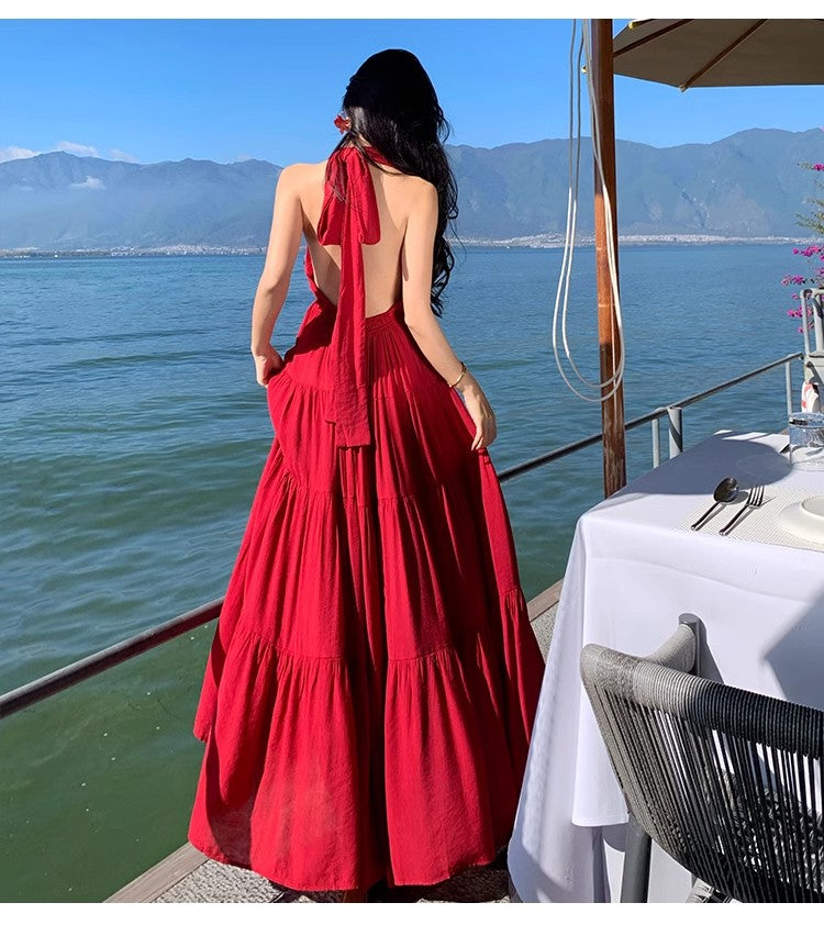 A Line Red Long Stunning Evening Gown Party Prom Dress S7294