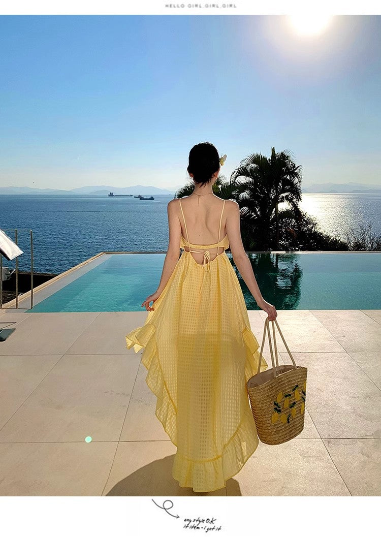 A Line Yellow Long Stunning Evening Gown Party Prom Dress S7296