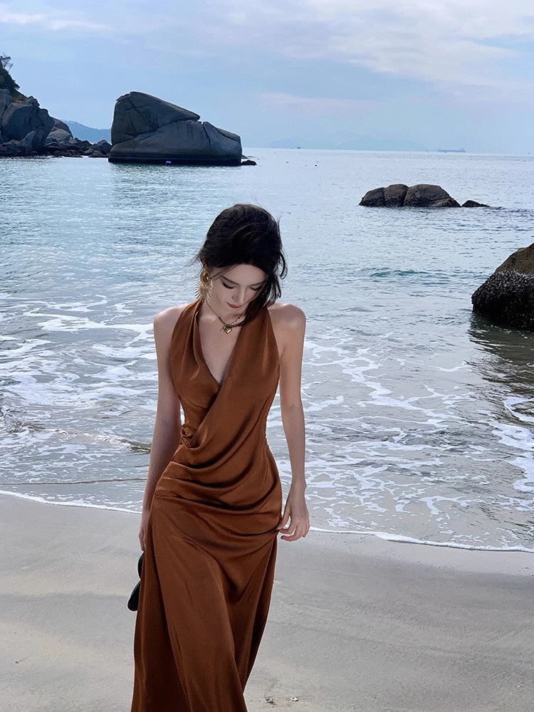 A Line Brown Long Stunning Evening Gown Party Prom Dress S7305