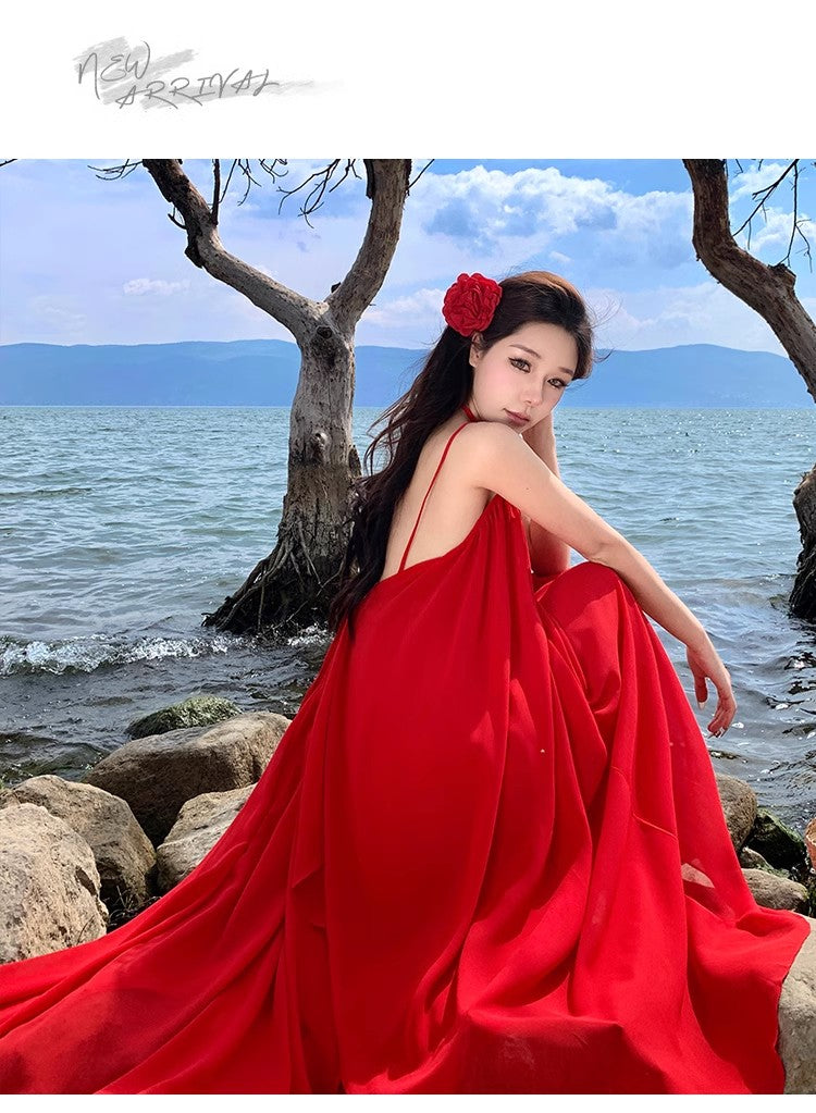 A Line Red Long Stunning Evening Gown Party Prom Dress S7292