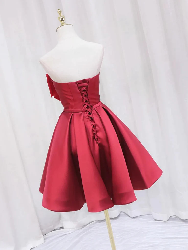 Short Red Prom Dresses, Short Red Formal Homecoming Dresses S3082