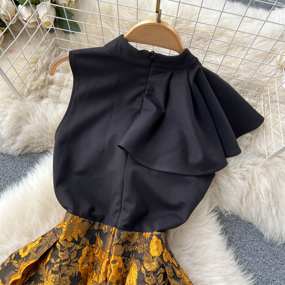 New design ruffle sleeveless high waist three-dimensional flower embroidered dress R2257