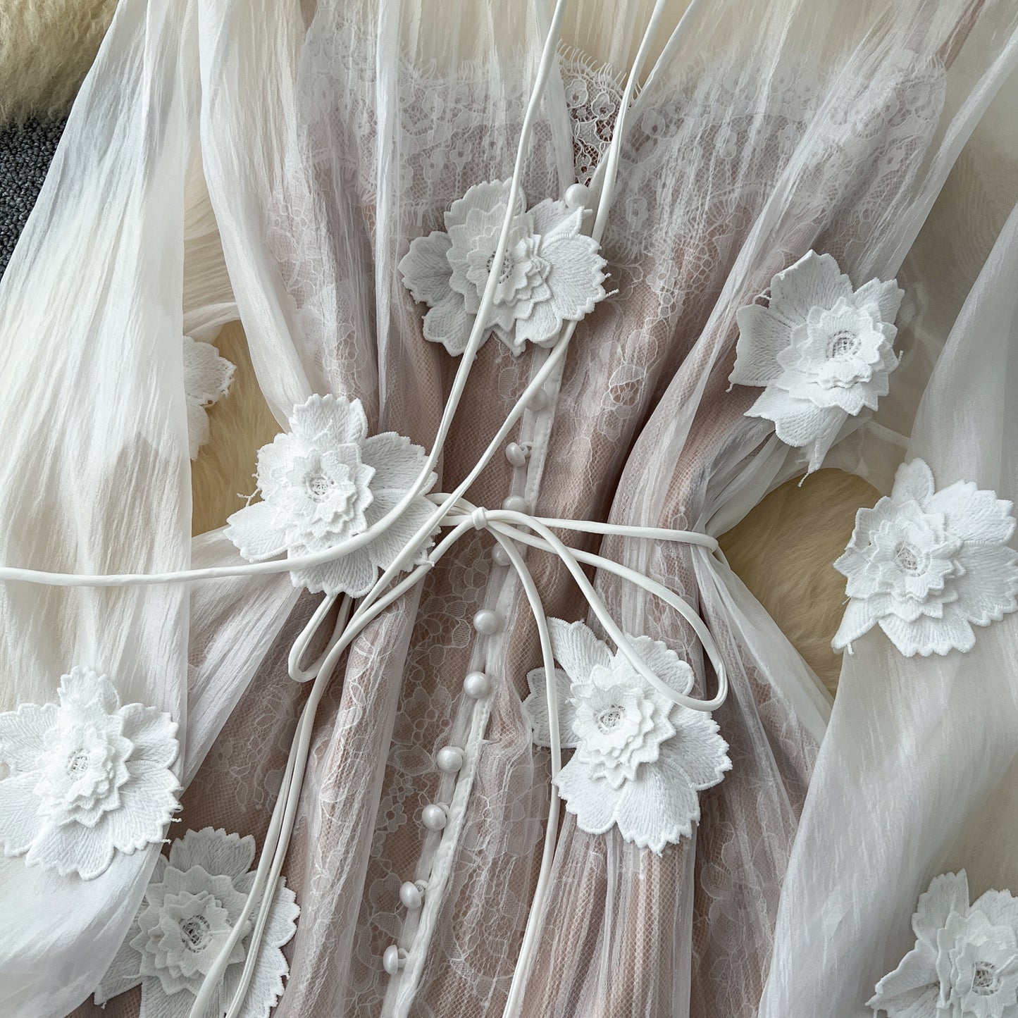 Holiday dress 2025 three-dimensional flower strap mesh skirt + suspender skirt R2261