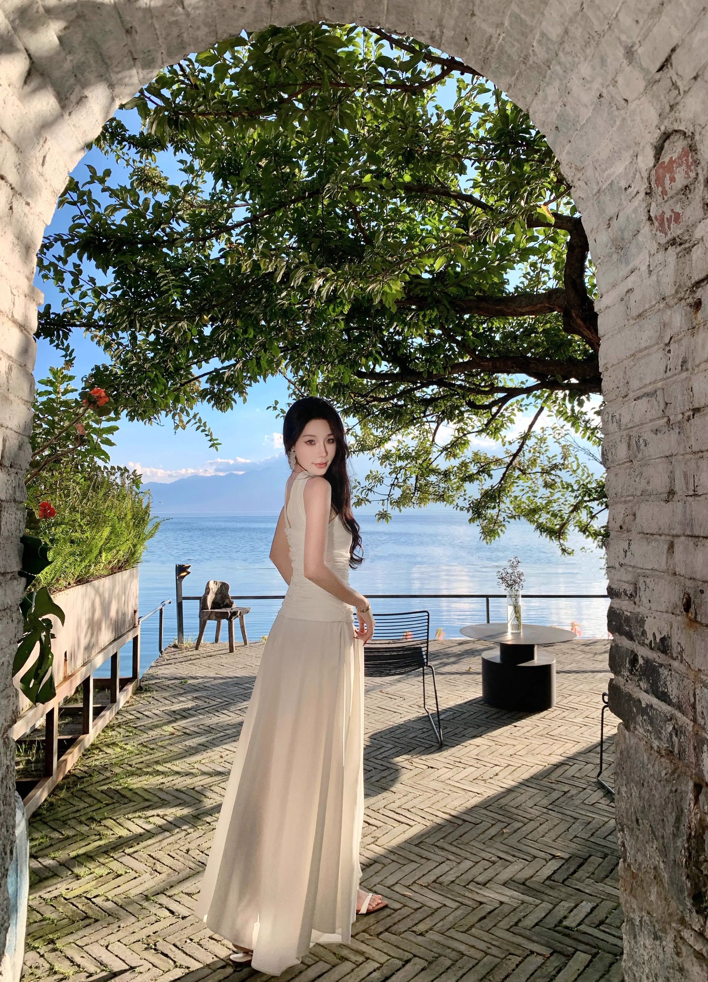 A Line White Long Stunning Evening Gown Party Prom Dress S7275