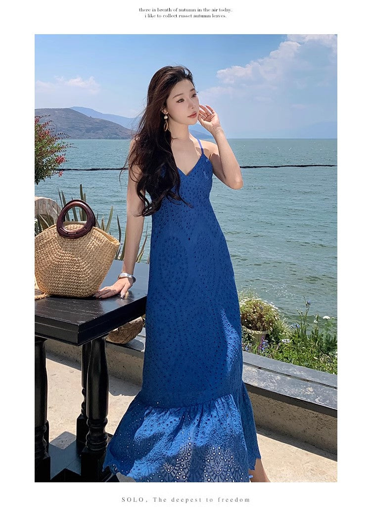 A Line Blue Long Stunning Evening Gown Party Prom Dress S7281