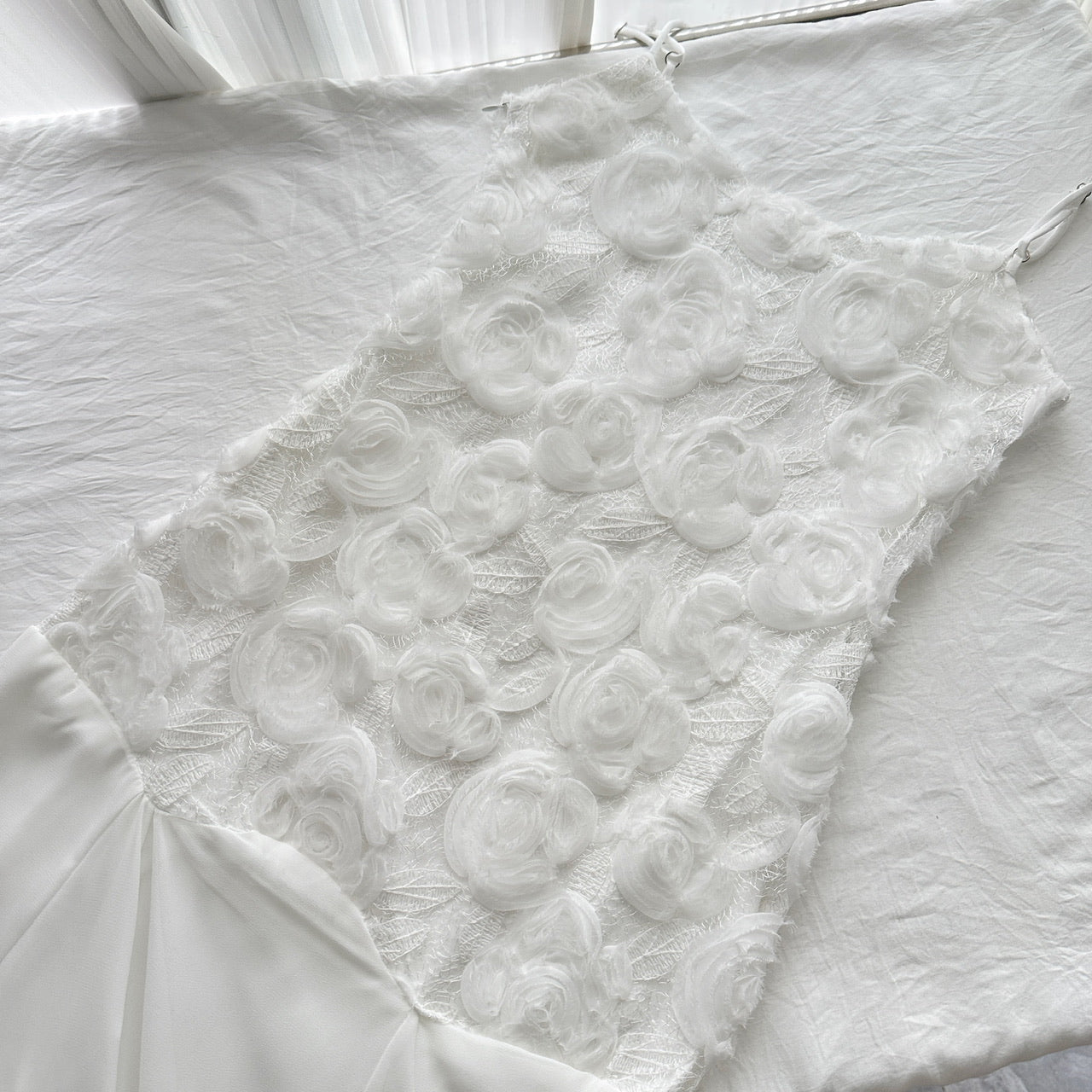 Pearl White 2025 New French Rose Suspender Skirt Waist Dress Fishtail Skirt R2067