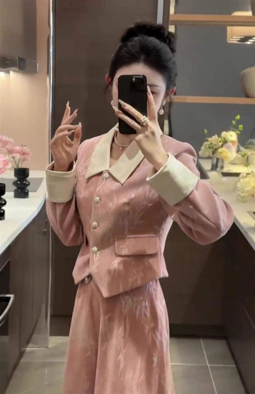 French gentle Chanel style suit skirt high-end suit jacket large swing skirt skirt two-piece suit R1638