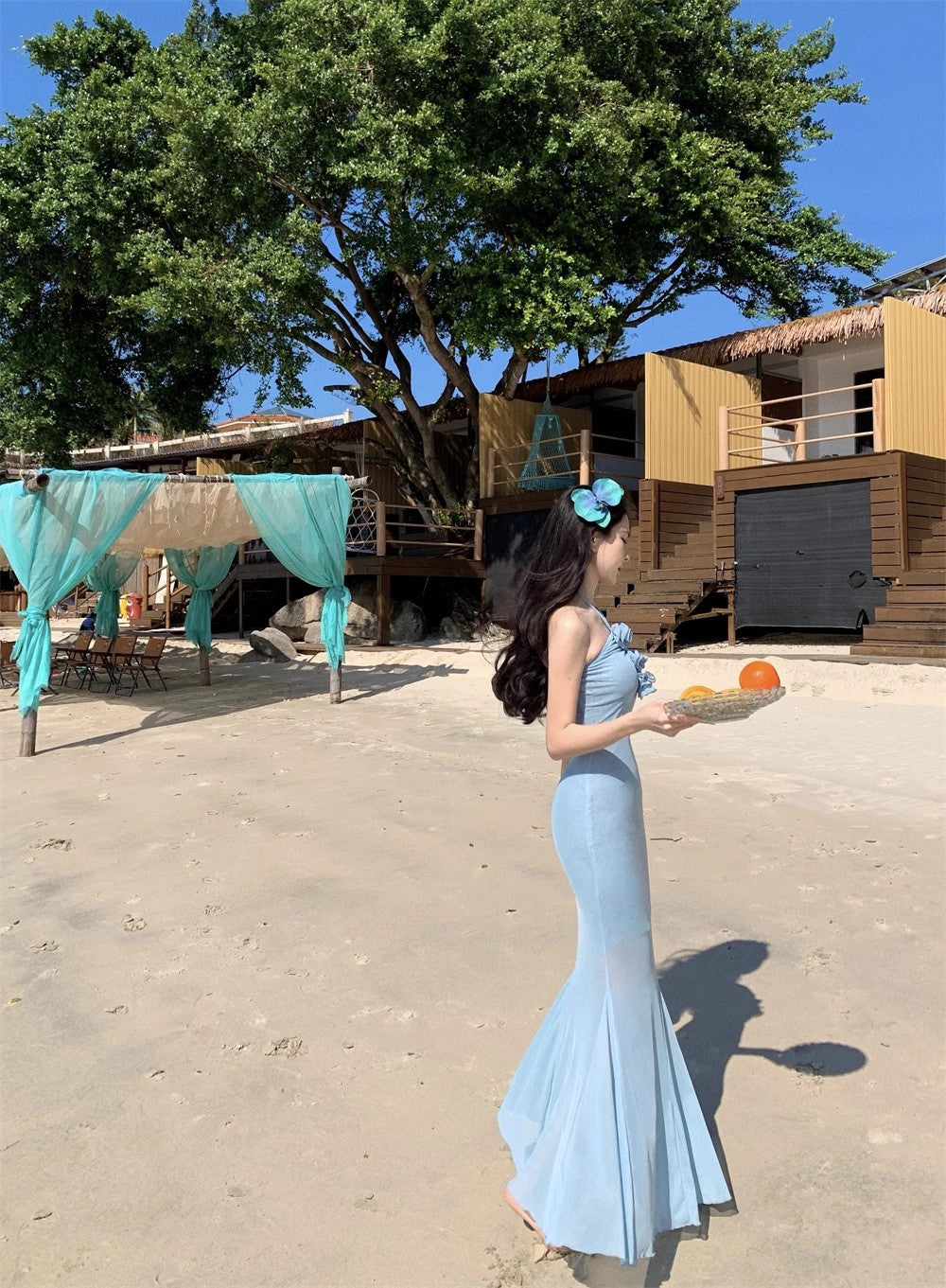 Fishtail Blue Long Stunning Evening Gown Party Prom Dress S7266