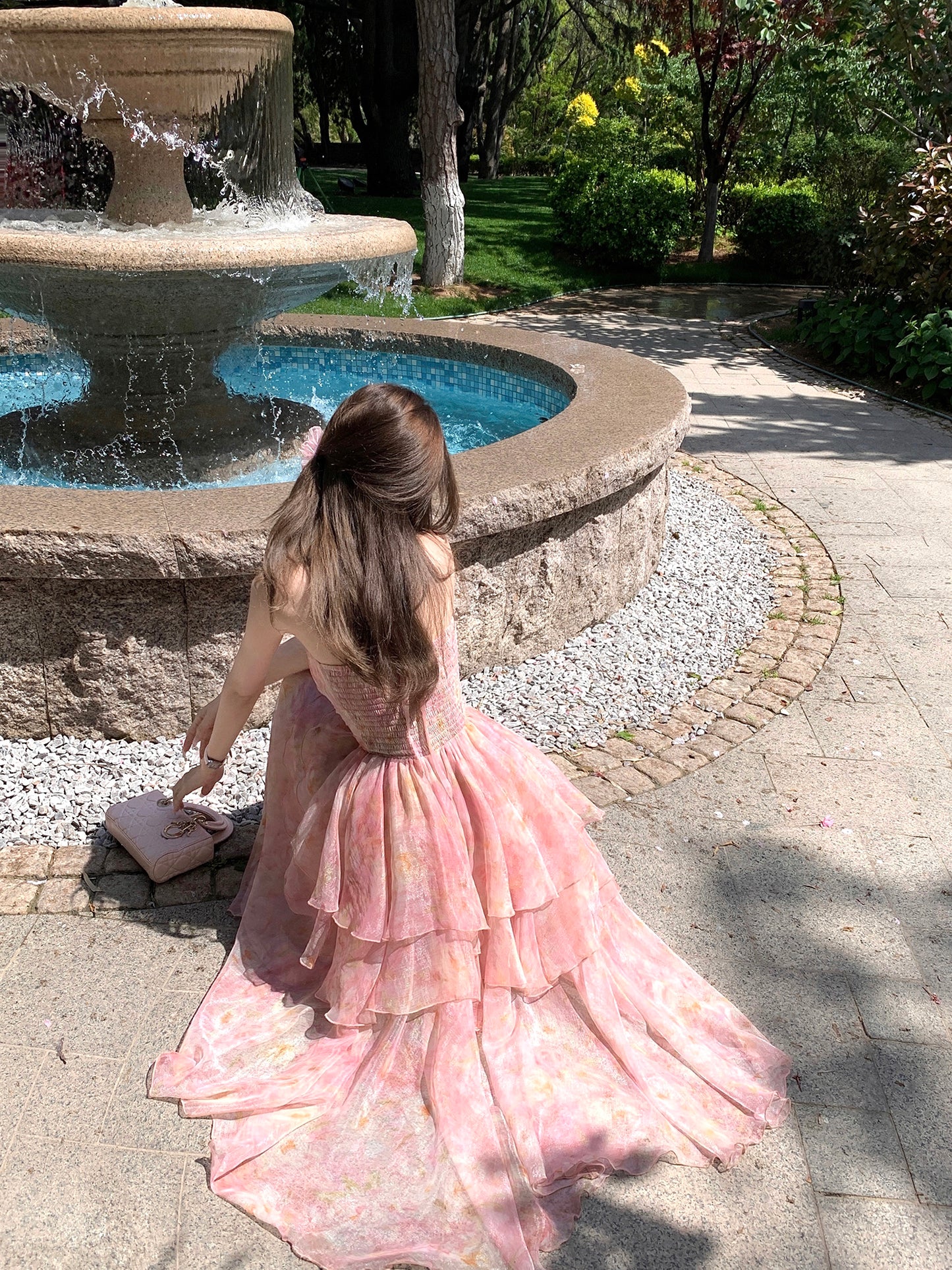 Holiday fairy floral dress beautiful summer long dress R3871