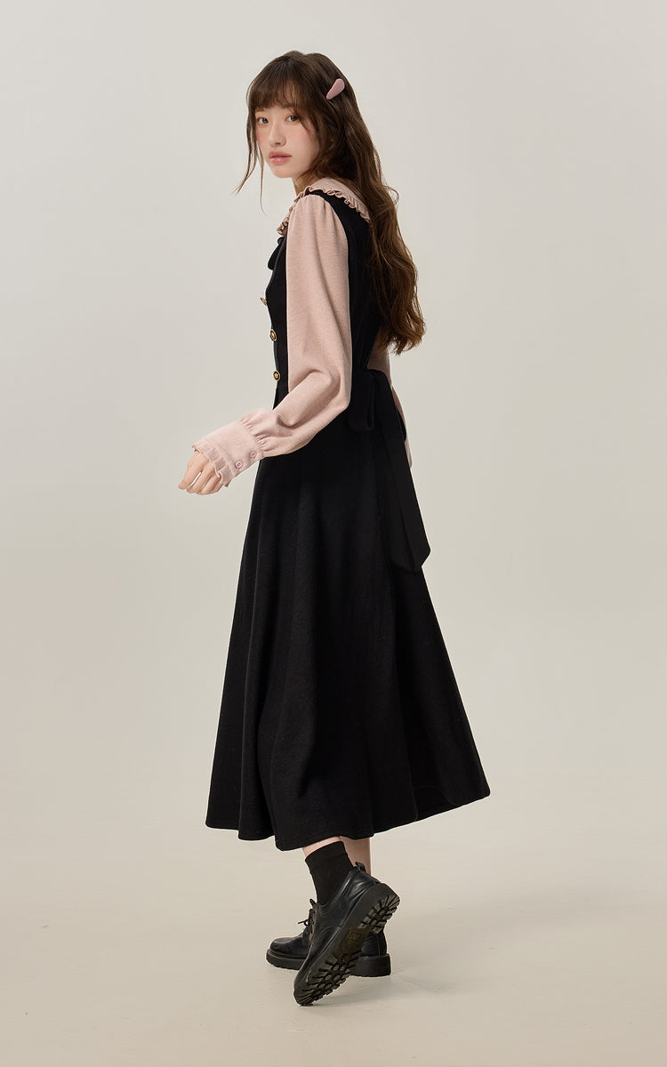 Temperament gentle style fake two-piece dress 2025 new women's dress R1939