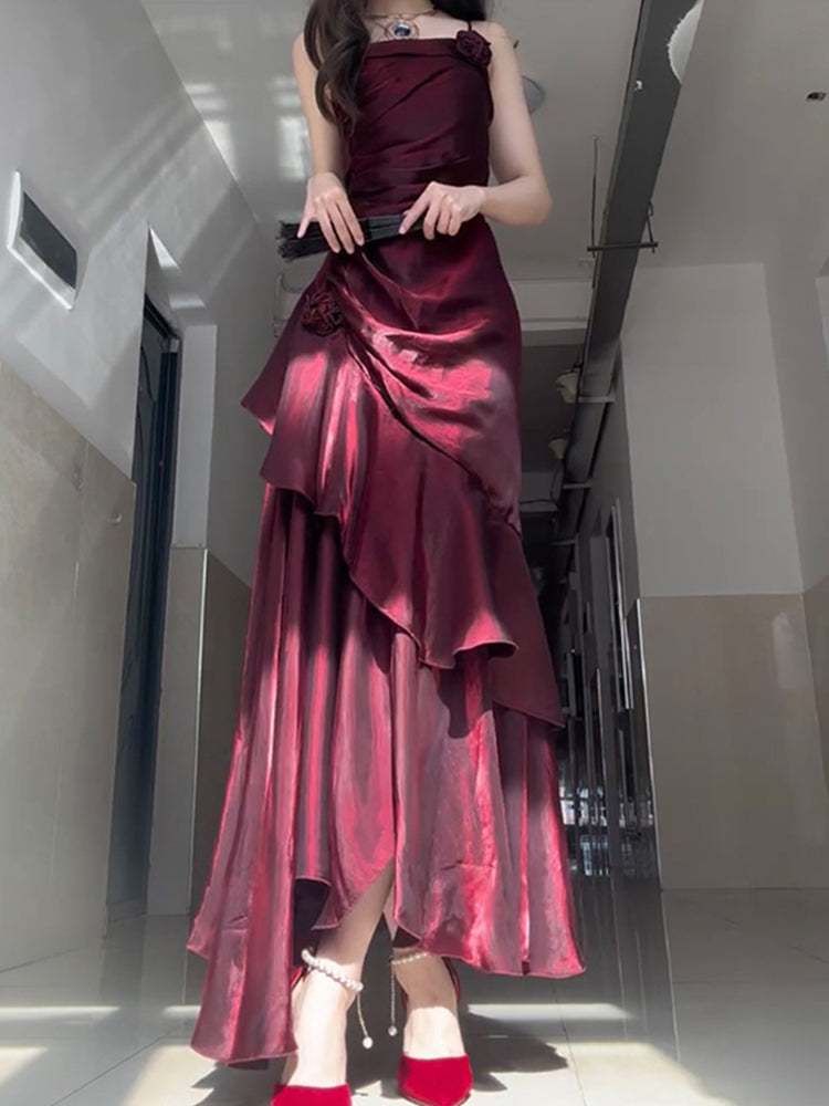 French fishtail evening dress lolita adult ceremony high-end dinner suspender skirt R1671