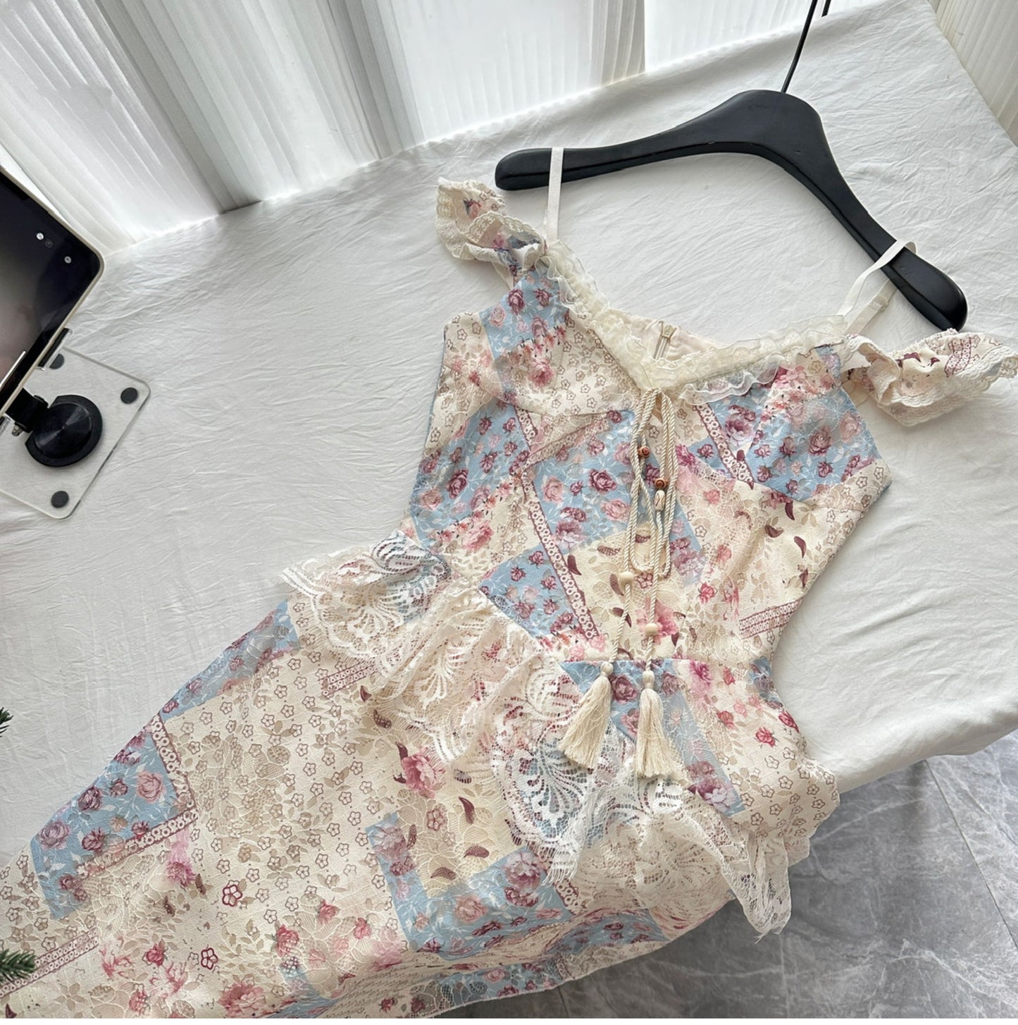 Summer gentle slim fit floral irregular long skirt R2122