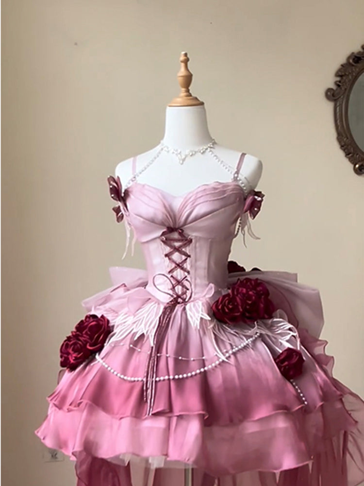 Noble and elegant plum red lolita dress light lo princess on the run beautiful fairy short skirt R1672