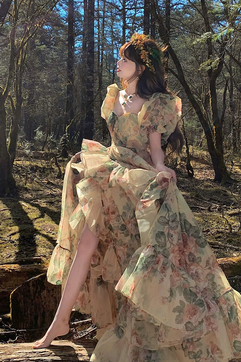 French sweet floral dress princess party dress S5750