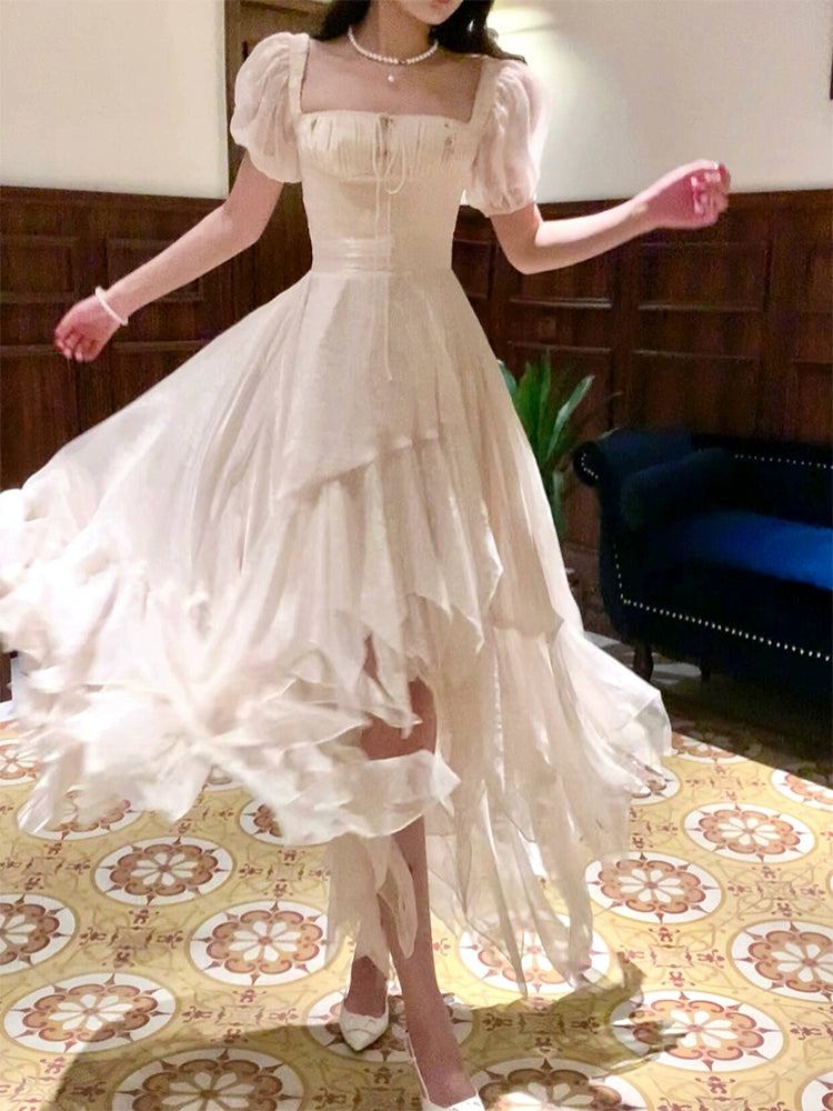 Square neck layered evening dress party dress S6157