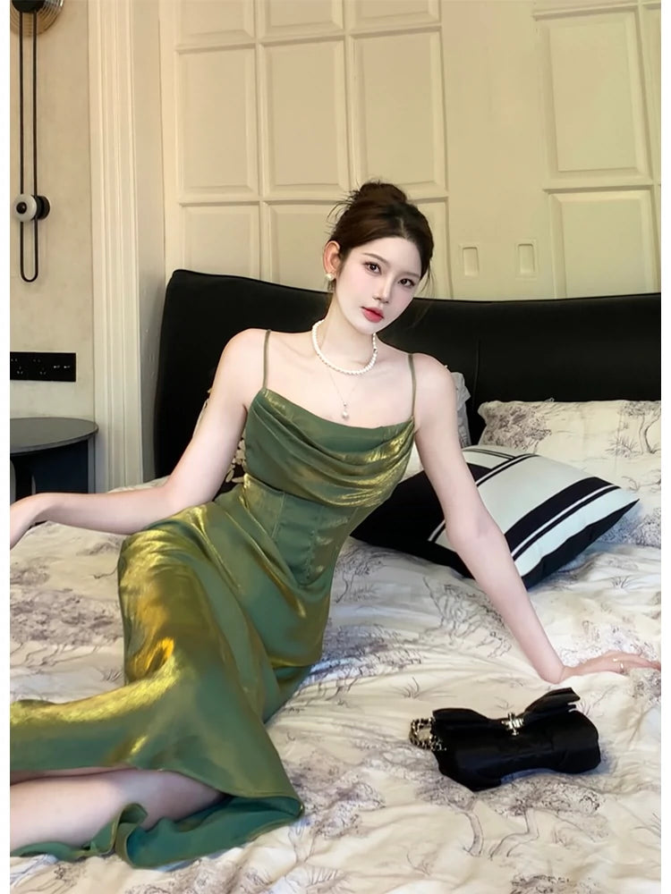 Green suspender dress luxury birthday dress S6142