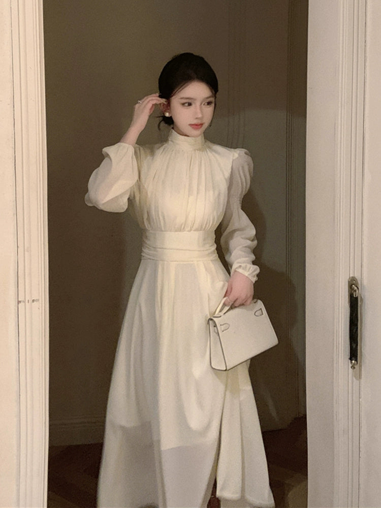 long-sleeved dress new chiffon a-line long party dress S5903