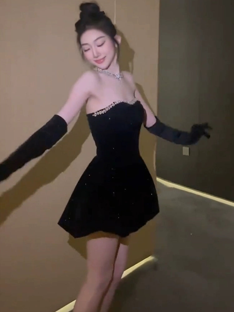 Birthday dress party dress luxury puffy velvet dress S5815