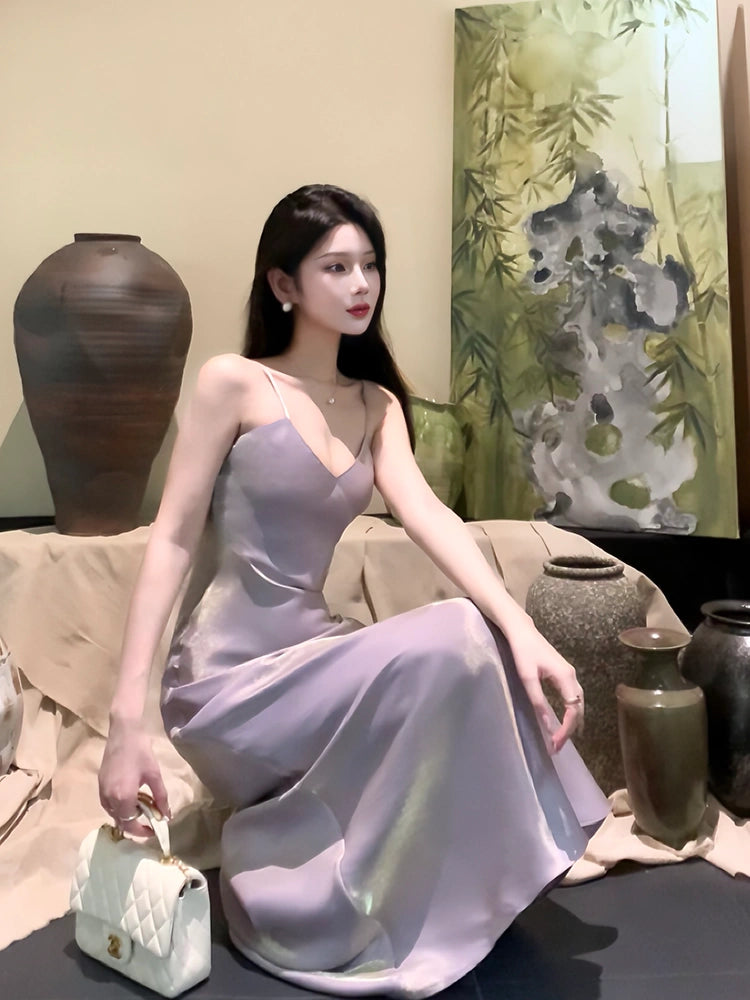 seaside holiday dress purple fairy dress evening dress S6008