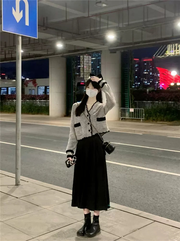 Knitted cardigan sweater coat women's spring and autumn hot style S3386