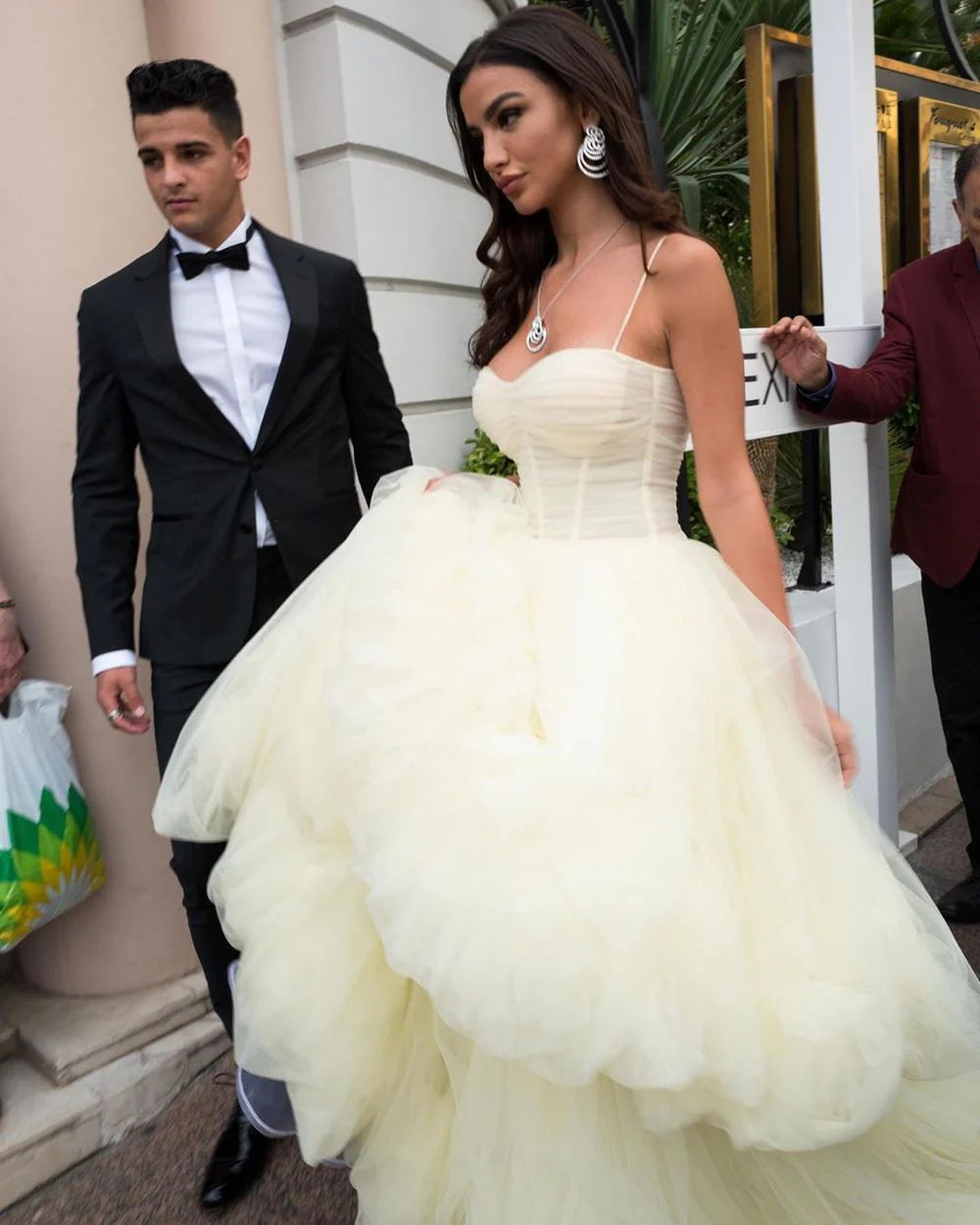 Yellow Tulle Sweetheart A-Line Long Prom Dress S3328