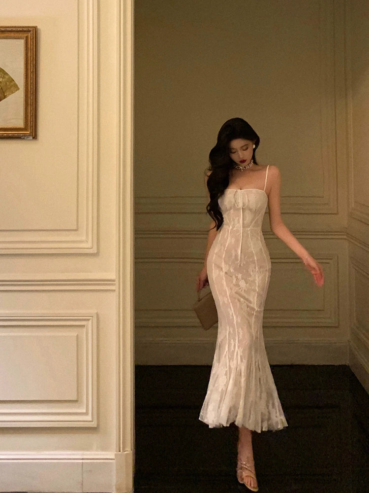 lace suspender dress summer new sexy mermaid long party dress S5635