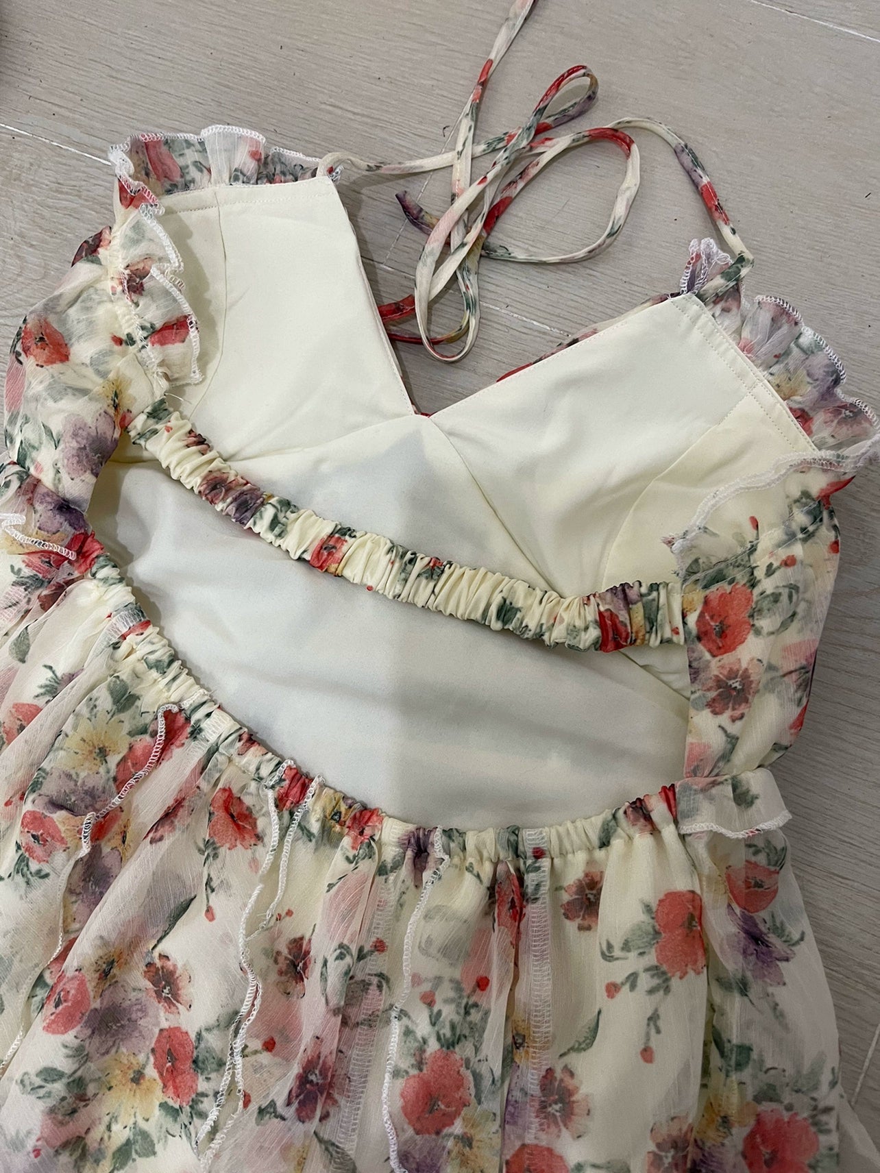 New arrival elegant ruffled halter neck floral slit backless midi dress holiday dress S5769